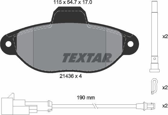 Textar 2143609 - колодки торм. дисковые !Q+ перед. 115x55x17 \FIAT, FORD 500 1.2 07>, LPG 10>, KA 08>16 autosila-amz.com