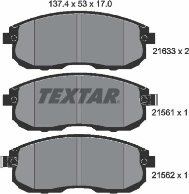 Textar 2156101 - Тормозные колодки, дисковые, комплект autosila-amz.com