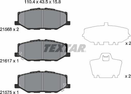 Textar 2156801 - Тормозные колодки, дисковые, комплект autosila-amz.com