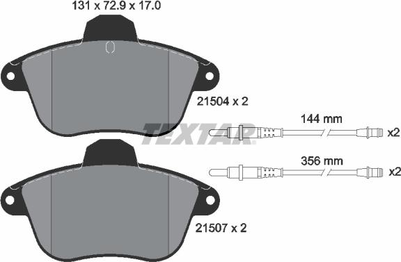 Textar 2150401 - Тормозные колодки, дисковые, комплект autosila-amz.com