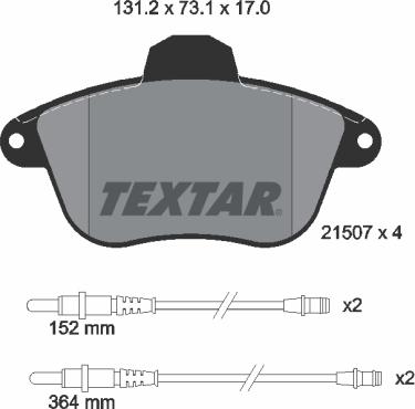 Textar 2150701 - Тормозные колодки, дисковые, комплект autosila-amz.com