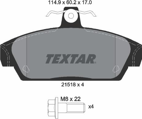 Textar 2151801 - Тормозные колодки, дисковые, комплект autosila-amz.com