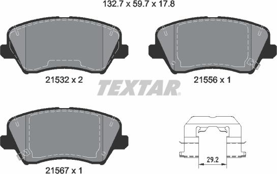 Textar 2153201 - Тормозные колодки, дисковые, комплект autosila-amz.com