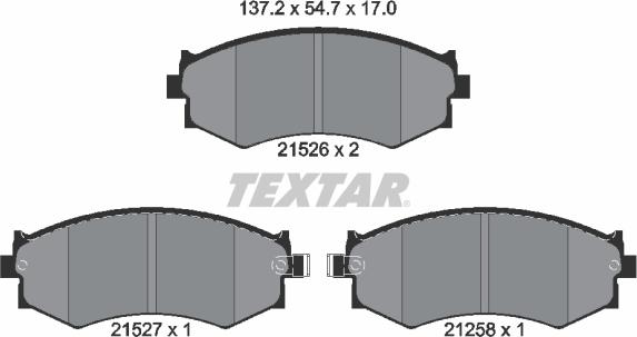 Textar 2152601 - Тормозные колодки, дисковые, комплект autosila-amz.com