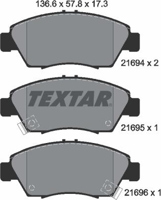 Textar 2169401 - Тормозные колодки, дисковые, комплект autosila-amz.com