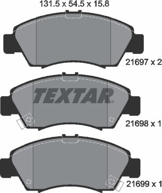 Textar 2169701 - Тормозные колодки, дисковые, комплект autosila-amz.com