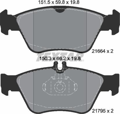 Textar 2166404 - Тормозные колодки, дисковые, комплект autosila-amz.com