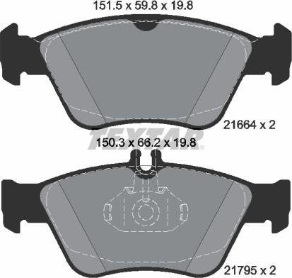 Textar 2166481 - Тормозные колодки, дисковые, комплект autosila-amz.com