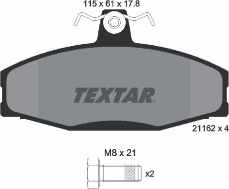 Textar 2166201 - Тормозные колодки, дисковые, комплект autosila-amz.com