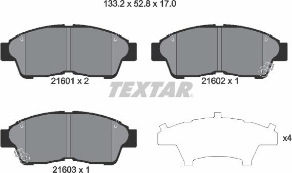 Textar 2160101 - Тормозные колодки, дисковые, комплект autosila-amz.com