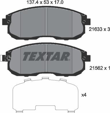 Textar 2163301 - Тормозные колодки, дисковые, комплект autosila-amz.com