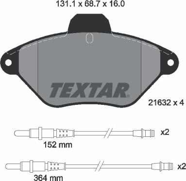 Textar 2163201 - Тормозные колодки, дисковые, комплект autosila-amz.com