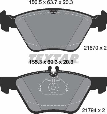 Textar 2167081 - Тормозные колодки, дисковые, комплект autosila-amz.com