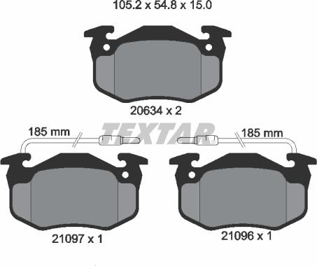 Textar 2109601 - 2109601 колодки торм. дисковые ! перед. 105x55x15 \RENAULT RAPID 1.0 85>91, 86>92, 1.1, 93>95, SUPER autosila-amz.com