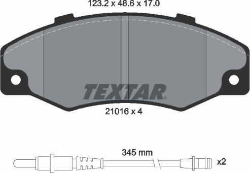 Textar 2101602 - Тормозные колодки, дисковые, комплект autosila-amz.com