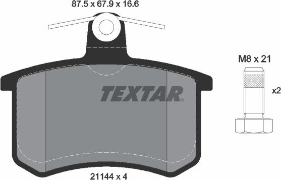 Textar 2114401 - Тормозные колодки, дисковые, комплект autosila-amz.com