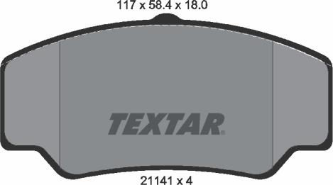 Textar 2114103 - Тормозные колодки, дисковые, комплект autosila-amz.com