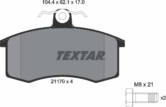 Textar 2117002 - Тормозные колодки, дисковые, комплект autosila-amz.com