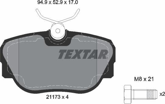 Textar 2117302 - Тормозные колодки, дисковые, комплект autosila-amz.com