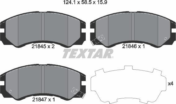 Textar 2184501 - Тормозные колодки, дисковые, комплект autosila-amz.com