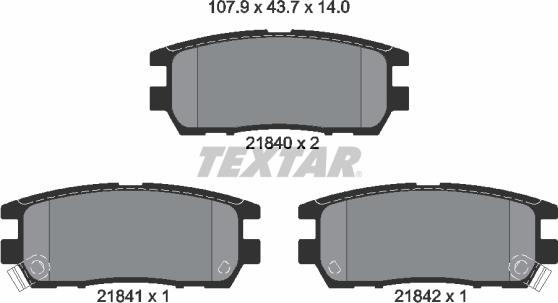 Textar 2184002 - Тормозные колодки, дисковые, комплект autosila-amz.com