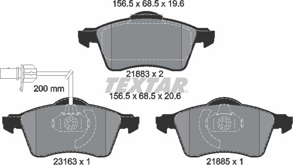 Textar 2188501 - Тормозные колодки, дисковые, комплект autosila-amz.com