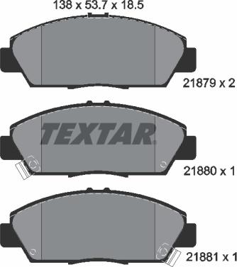 Textar 2187901 - Тормозные колодки, дисковые, комплект autosila-amz.com