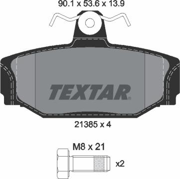 Textar 2138501 - Тормозные колодки, дисковые, комплект autosila-amz.com
