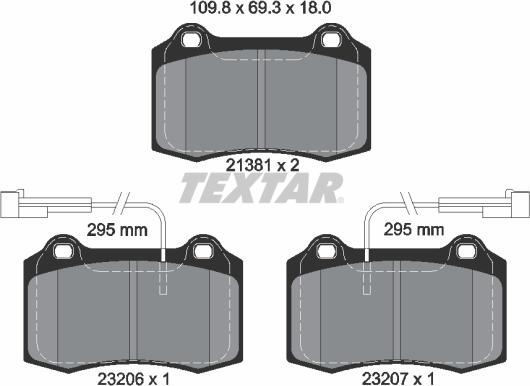 Textar 2138103 - Тормозные колодки, дисковые, комплект autosila-amz.com