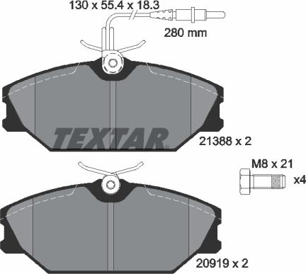 Textar 2138802 - Тормозные колодки, дисковые, комплект autosila-amz.com