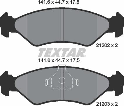 Textar 2120203 - Тормозные колодки, дисковые, комплект autosila-amz.com