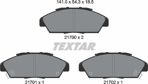 Textar 2170001 - Тормозные колодки, дисковые, комплект autosila-amz.com