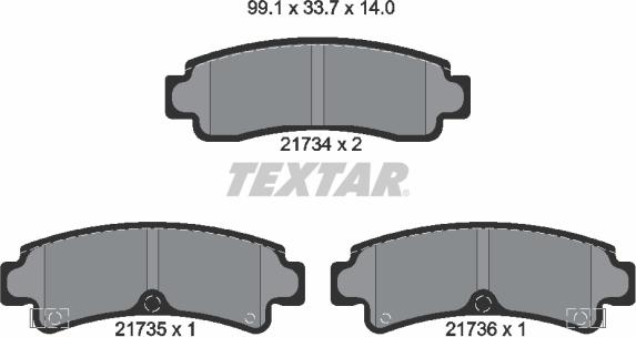 Textar 2173401 - Тормозные колодки, дисковые, комплект autosila-amz.com