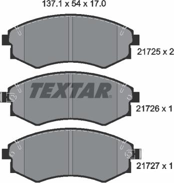 Textar 2172501 - Тормозные колодки, дисковые, комплект autosila-amz.com