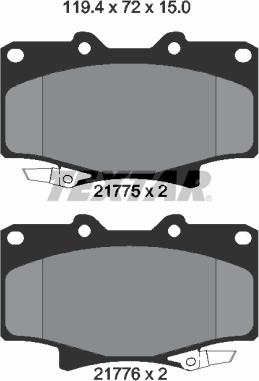 Textar 2177501 - Тормозные колодки, дисковые, комплект autosila-amz.com