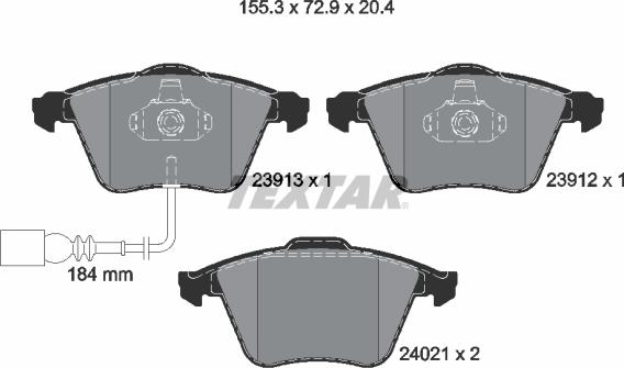 Textar 2391301 - Колодки тормозные дисковые компл. A3 (8P1),A3 Sportback (8PA),TT (8J3),TT Roadster (8J9);LEON (1P1); autosila-amz.com