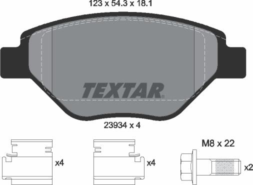 Textar 2393401 - Тормозные колодки, дисковые, комплект autosila-amz.com
