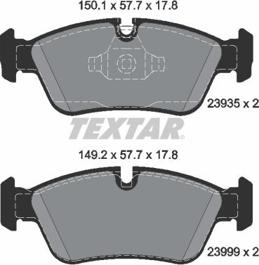 Textar 2393501 - Тормозные колодки, дисковые, комплект autosila-amz.com