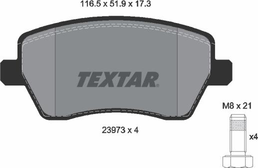 Textar 2397301 - Тормозные колодки, дисковые, комплект autosila-amz.com