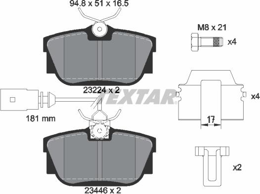 Textar 2344605 - Тормозные колодки, дисковые, комплект autosila-amz.com