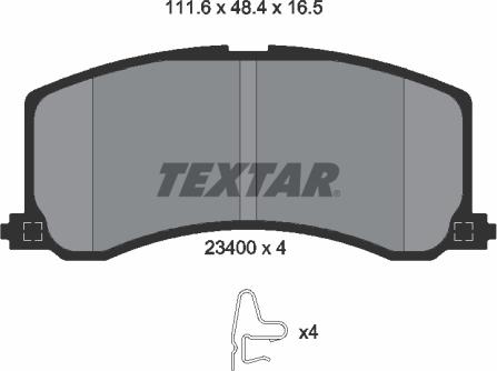 Textar 2340001 - Тормозные колодки, дисковые, комплект autosila-amz.com