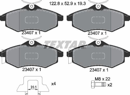 Textar 2340702 - Тормозные колодки, дисковые, комплект autosila-amz.com