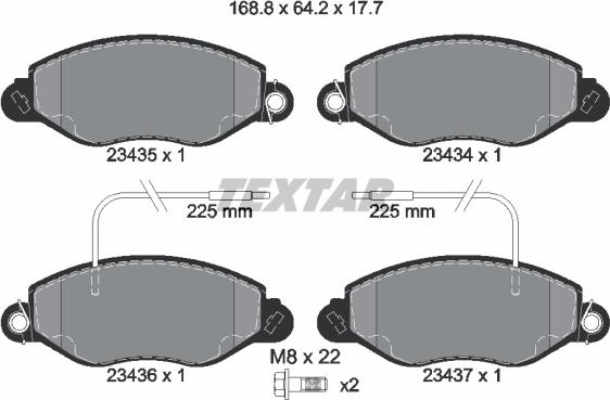 Textar 2343501 - Тормозные колодки, дисковые, комплект autosila-amz.com