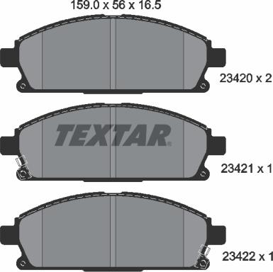Textar 2342001 - Тормозные колодки, дисковые, комплект autosila-amz.com