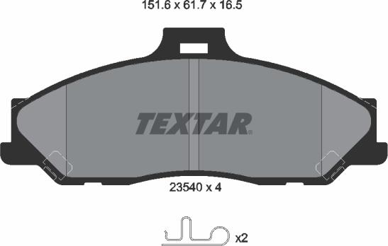 Textar 2354001 - Тормозные колодки, дисковые, комплект autosila-amz.com