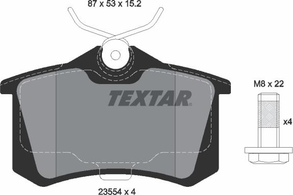 Textar 2355401 - Колодки тормозные дисковые компл. A4 (8E2, B6),A4 Avant (8E5, B6),A4 (8EC, B7),A4 Avant (8ED, B7),A4 autosila-amz.com