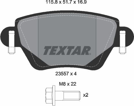 Textar 2355702 - Тормозные колодки, дисковые, комплект autosila-amz.com