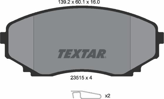 Textar 2351501 - Тормозные колодки, дисковые, комплект autosila-amz.com