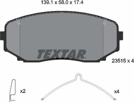 Textar 2351503 - Тормозные колодки, дисковые, комплект autosila-amz.com