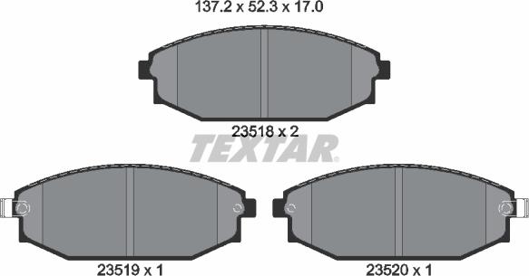 Textar 2351801 - Тормозные колодки, дисковые, комплект autosila-amz.com